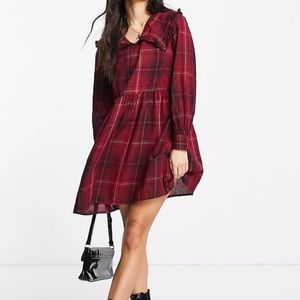 [NWT] Red plaid swing dress
